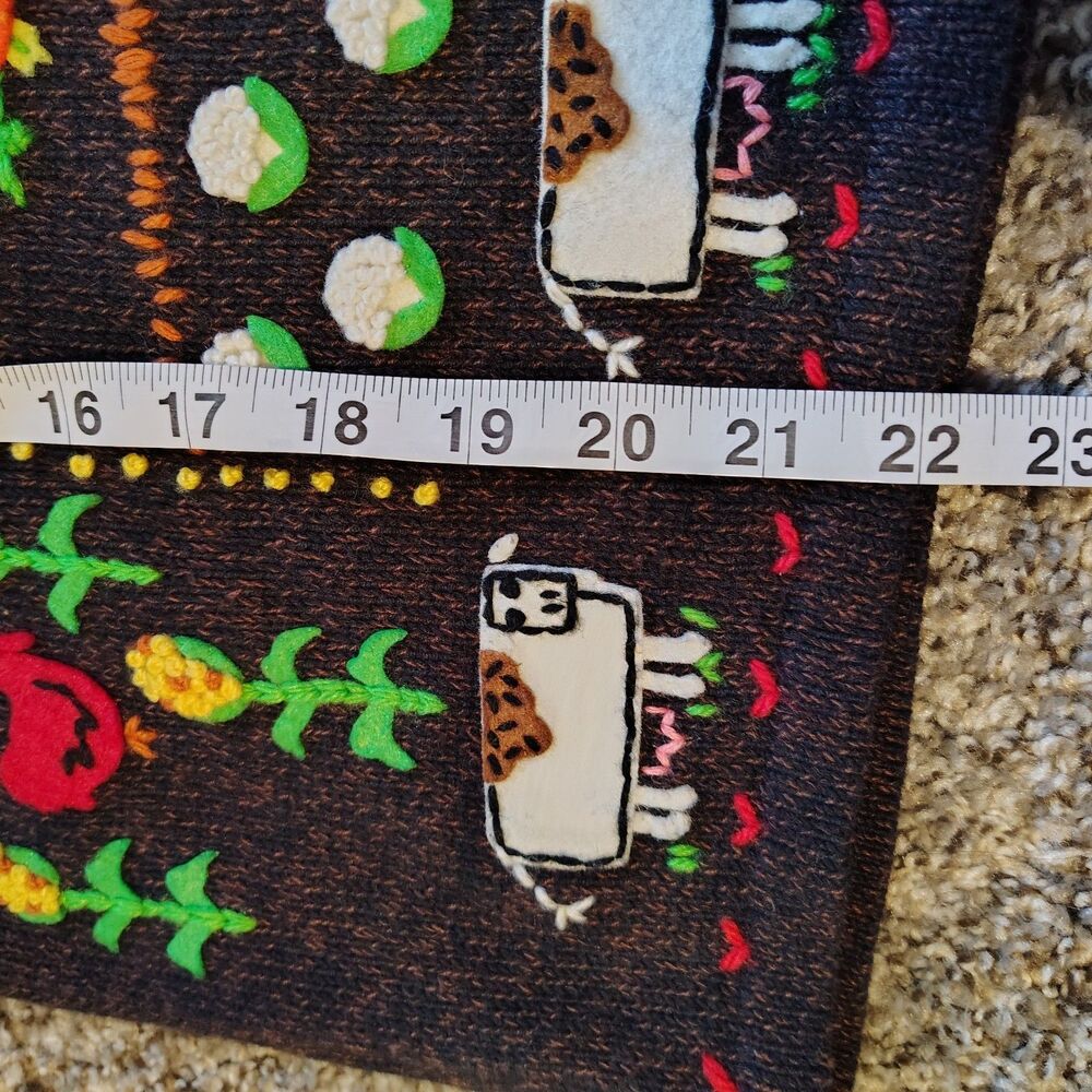 Vtg 90s Susan Bristol Farmcore Knit Cardigan M Sweater Cow Garden Cottagecore - Picture 5 of 11